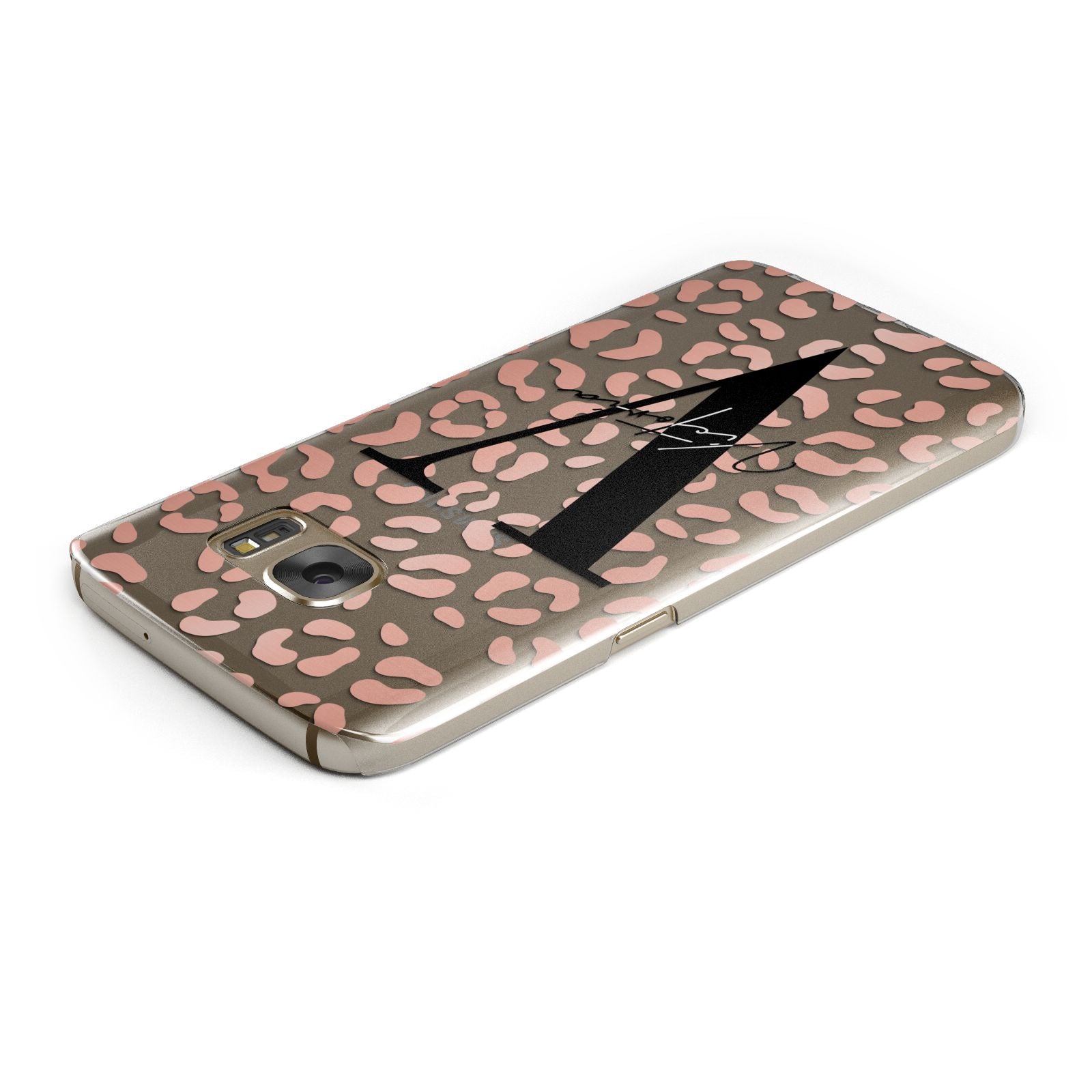 Personalised Leopard Print Clear Copper Samsung Galaxy Case Top Cutout