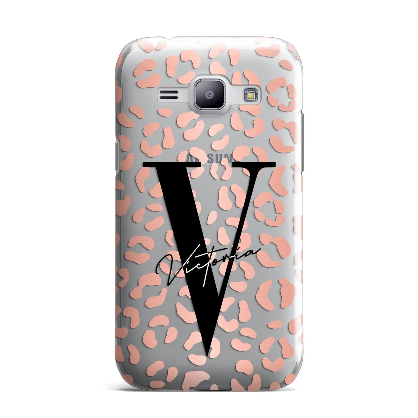Personalised Leopard Print Clear Copper Samsung Galaxy J1 2015 Case