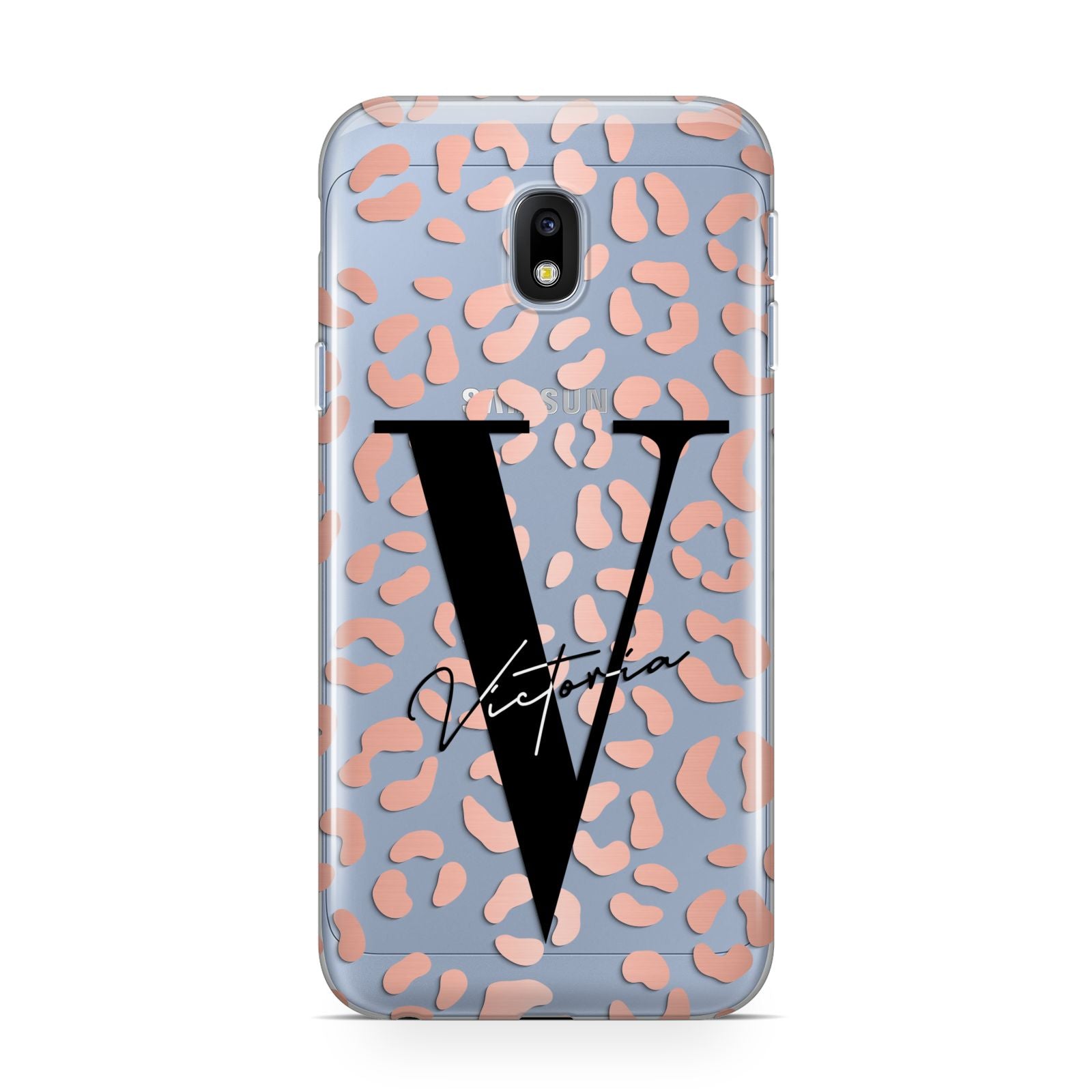 Personalised Leopard Print Clear Copper Samsung Galaxy J3 2017 Case