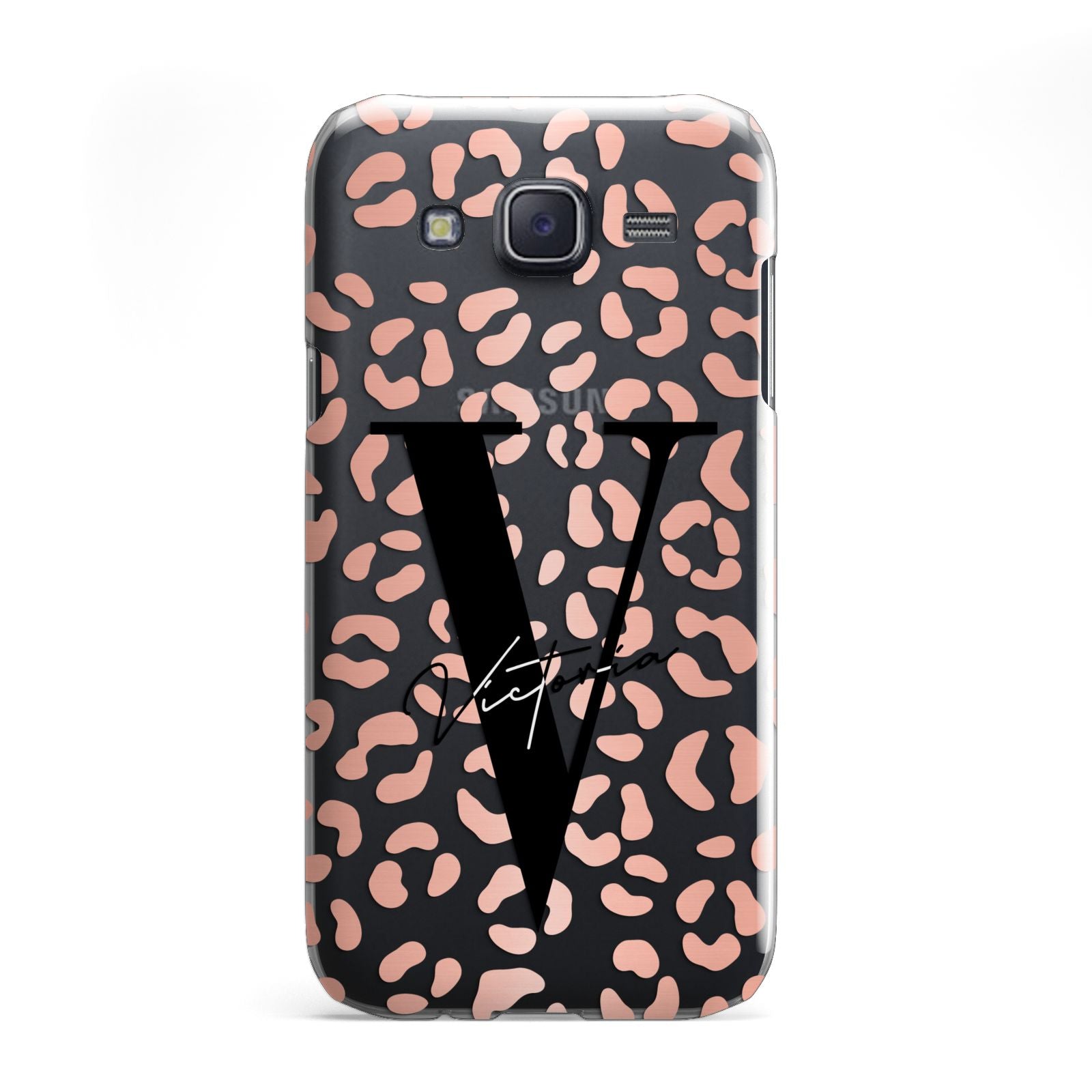 Personalised Leopard Print Clear Copper Samsung Galaxy J5 Case