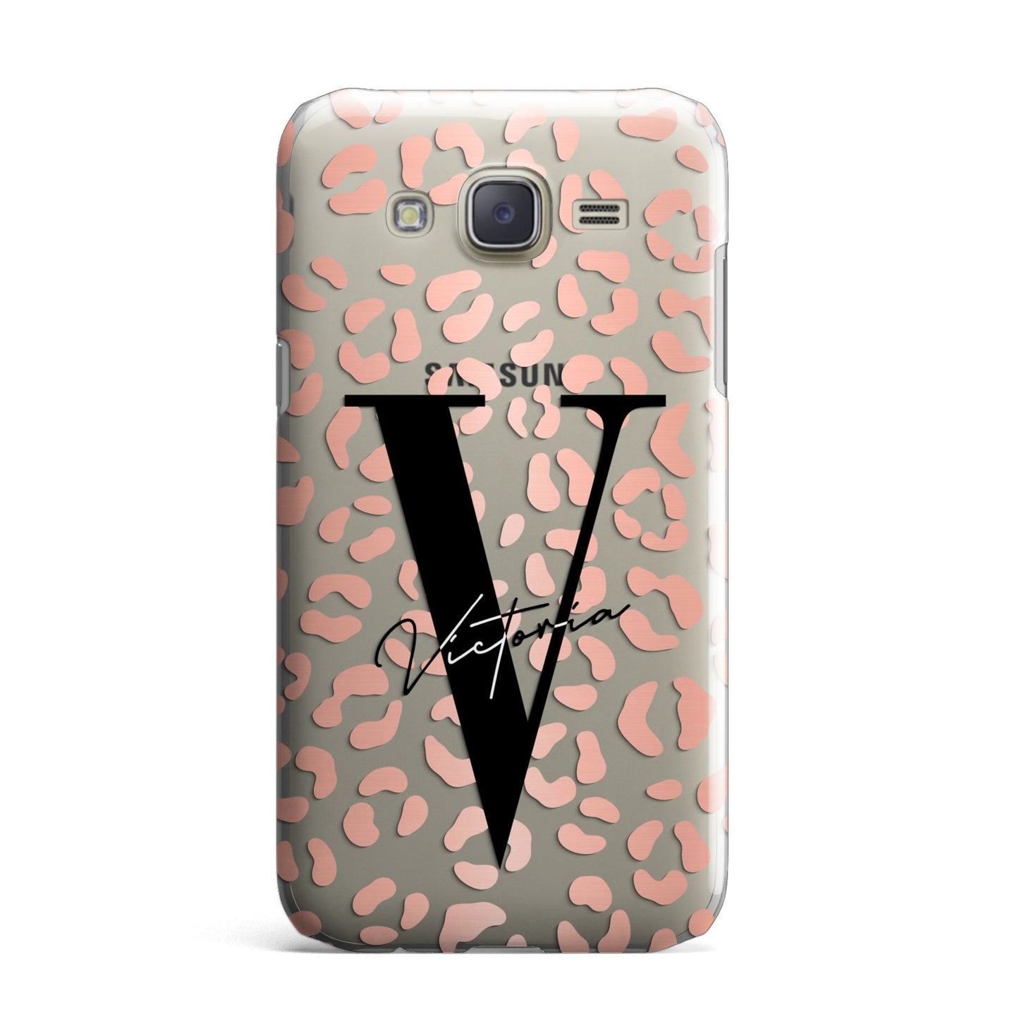 Personalised Leopard Print Clear Copper Samsung Galaxy J7 Case