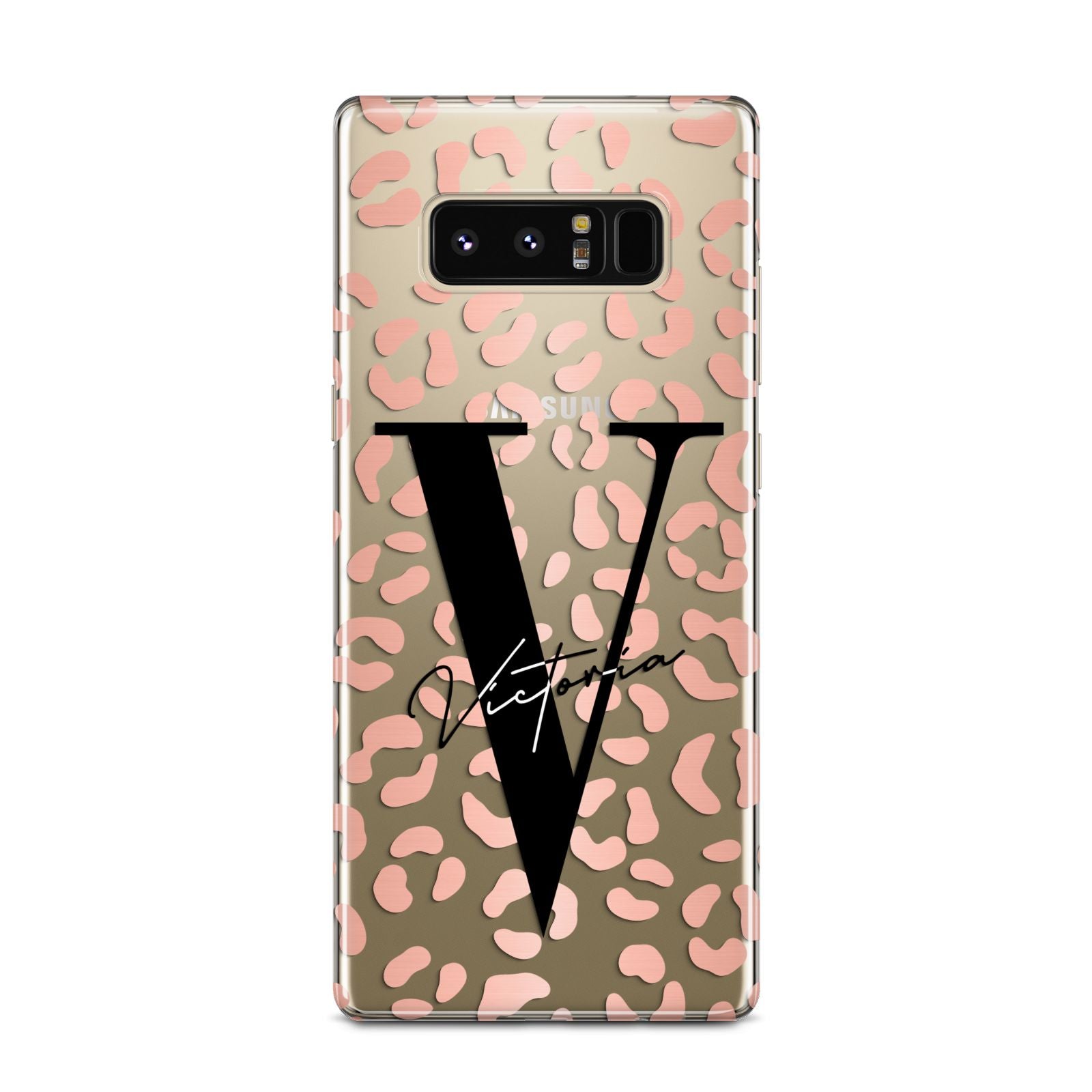 Personalised Leopard Print Clear Copper Samsung Galaxy Note 8 Case