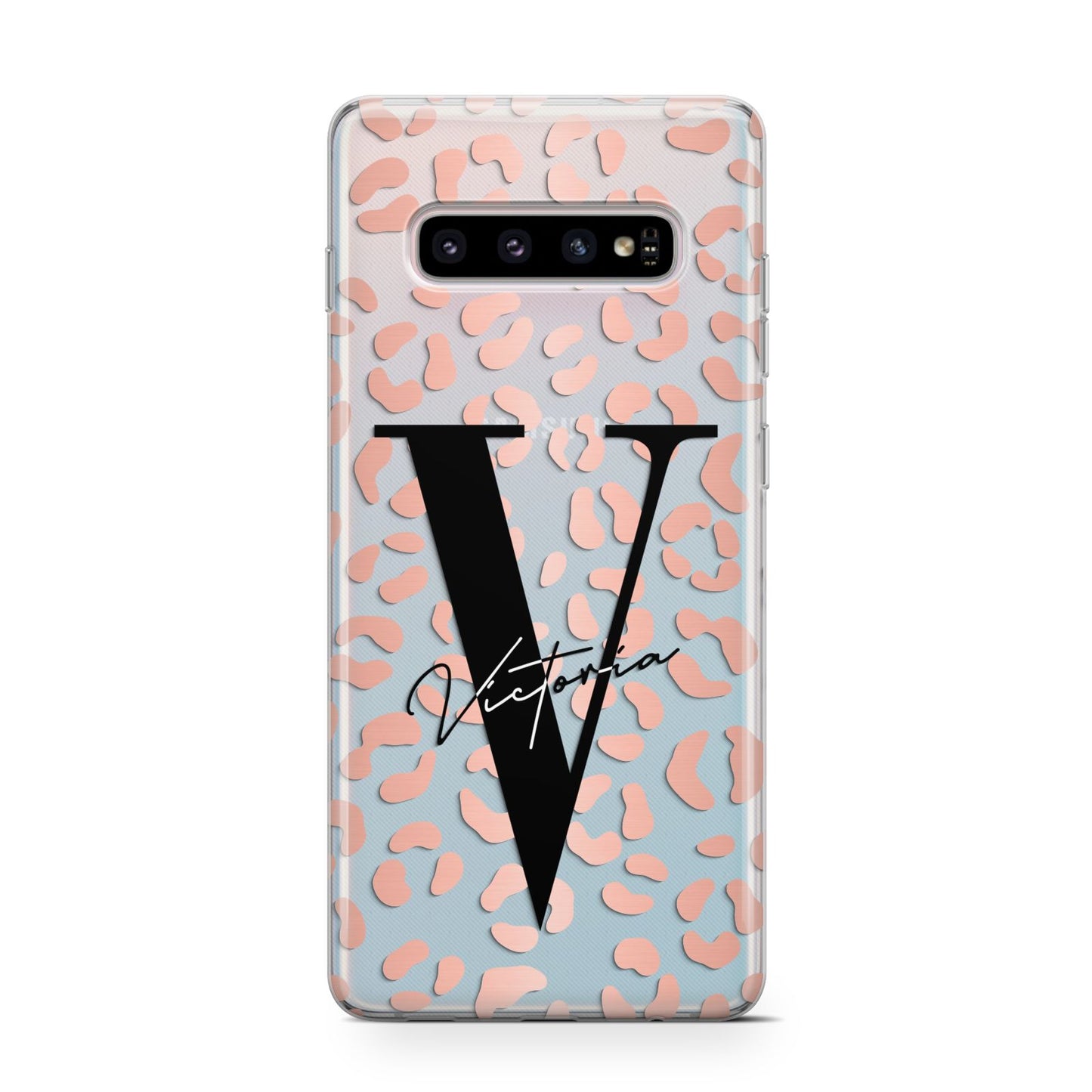 Personalised Leopard Print Clear Copper Samsung Galaxy S10 Case