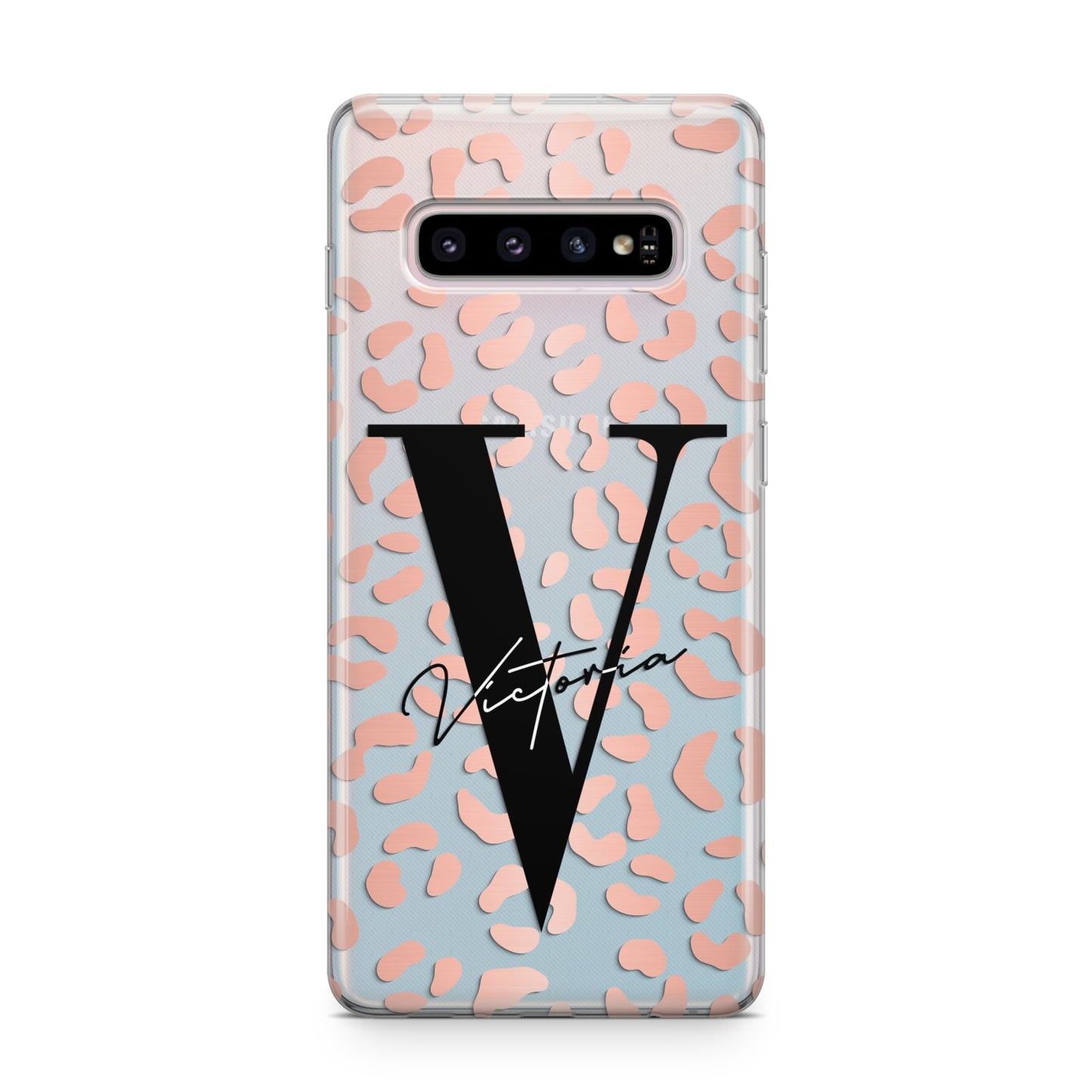 Personalised Leopard Print Clear Copper Samsung Galaxy S10 Plus Case