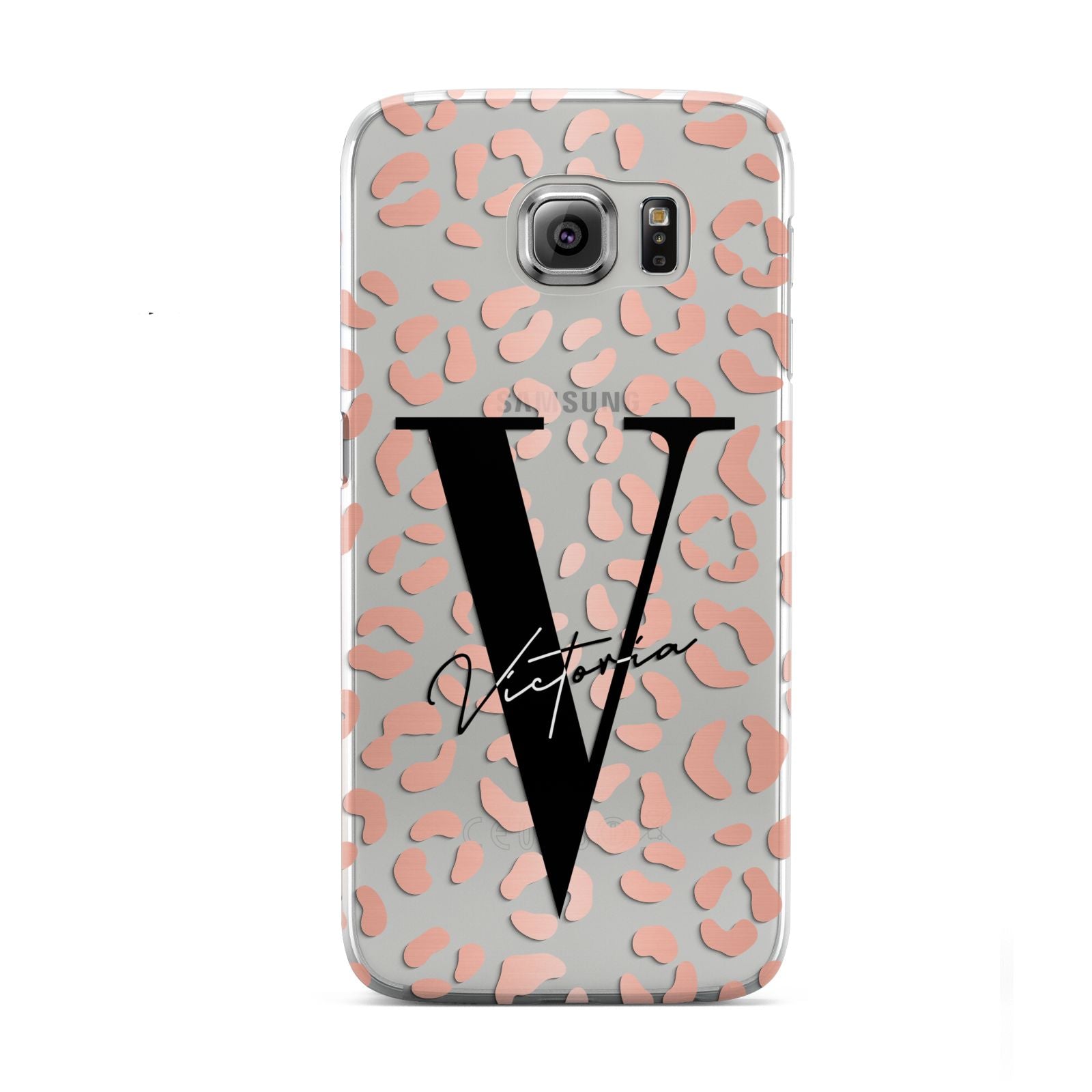 Personalised Leopard Print Clear Copper Samsung Galaxy S6 Case