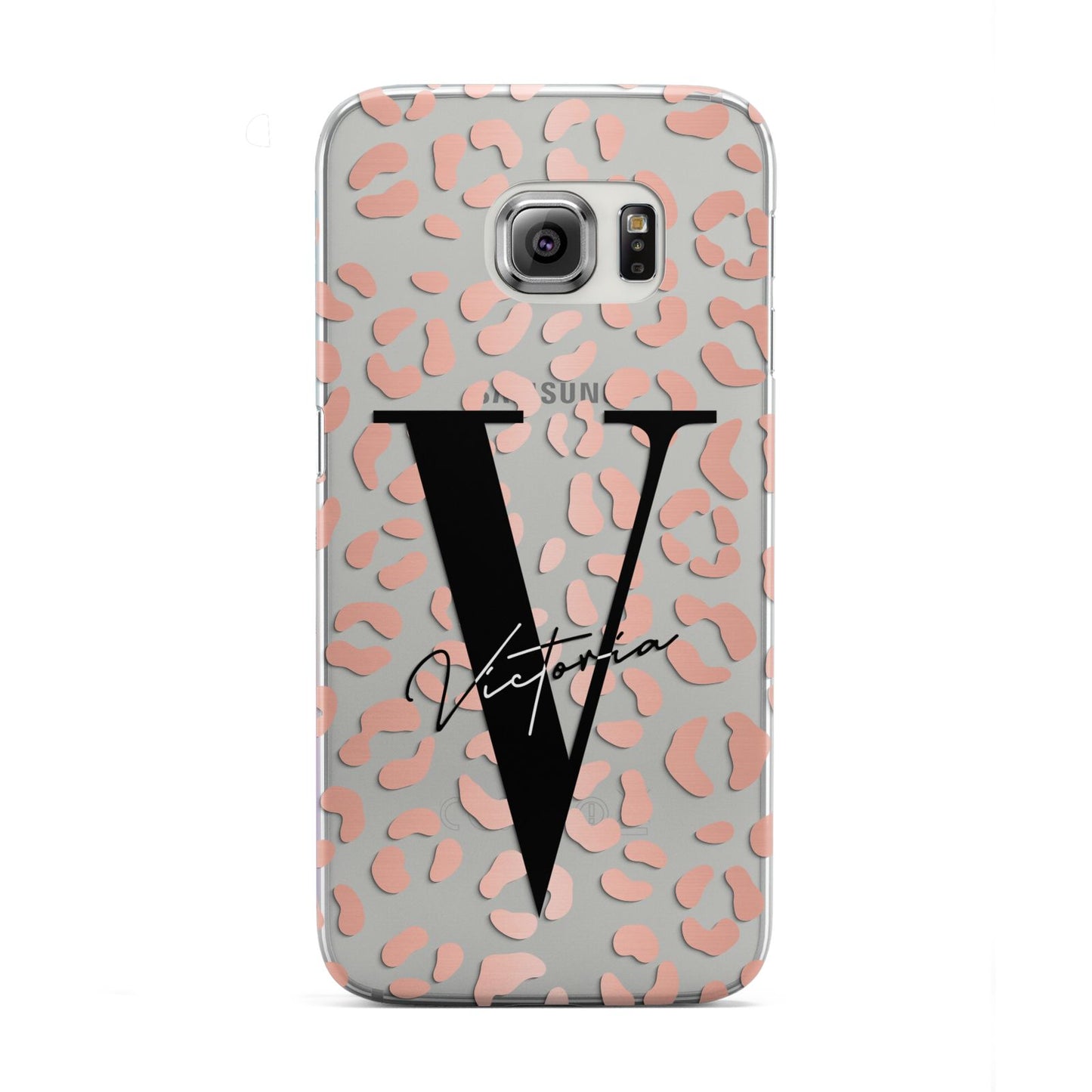 Personalised Leopard Print Clear Copper Samsung Galaxy S6 Edge Case