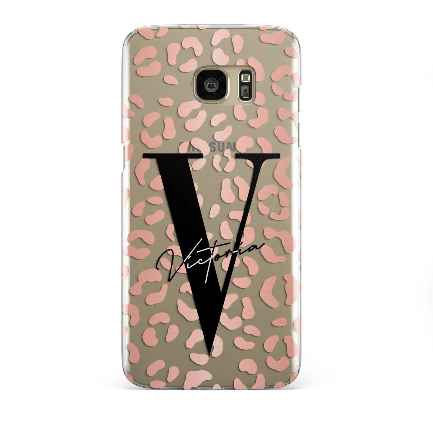 Personalised Leopard Print Clear Copper Samsung Galaxy S7 Edge Case