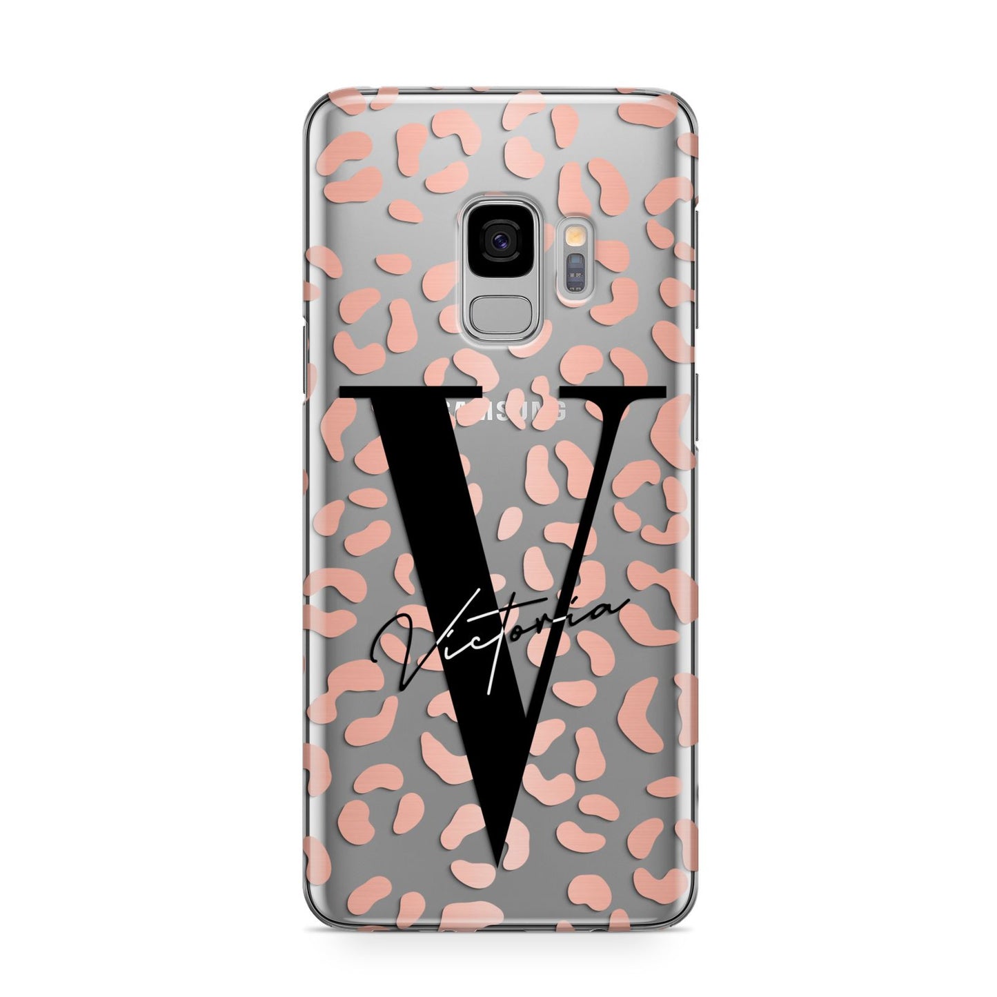 Personalised Leopard Print Clear Copper Samsung Galaxy S9 Case
