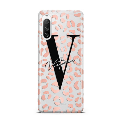 Personalised Leopard Print Clear Copper Sony Xperia 10 III Case