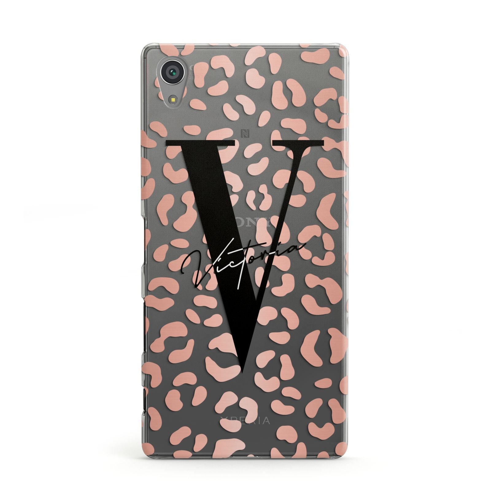 Personalised Leopard Print Clear Copper Sony Xperia Case