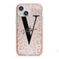 Personalised Leopard Print Clear Copper iPhone 13 Mini TPU Impact Case with Pink Edges