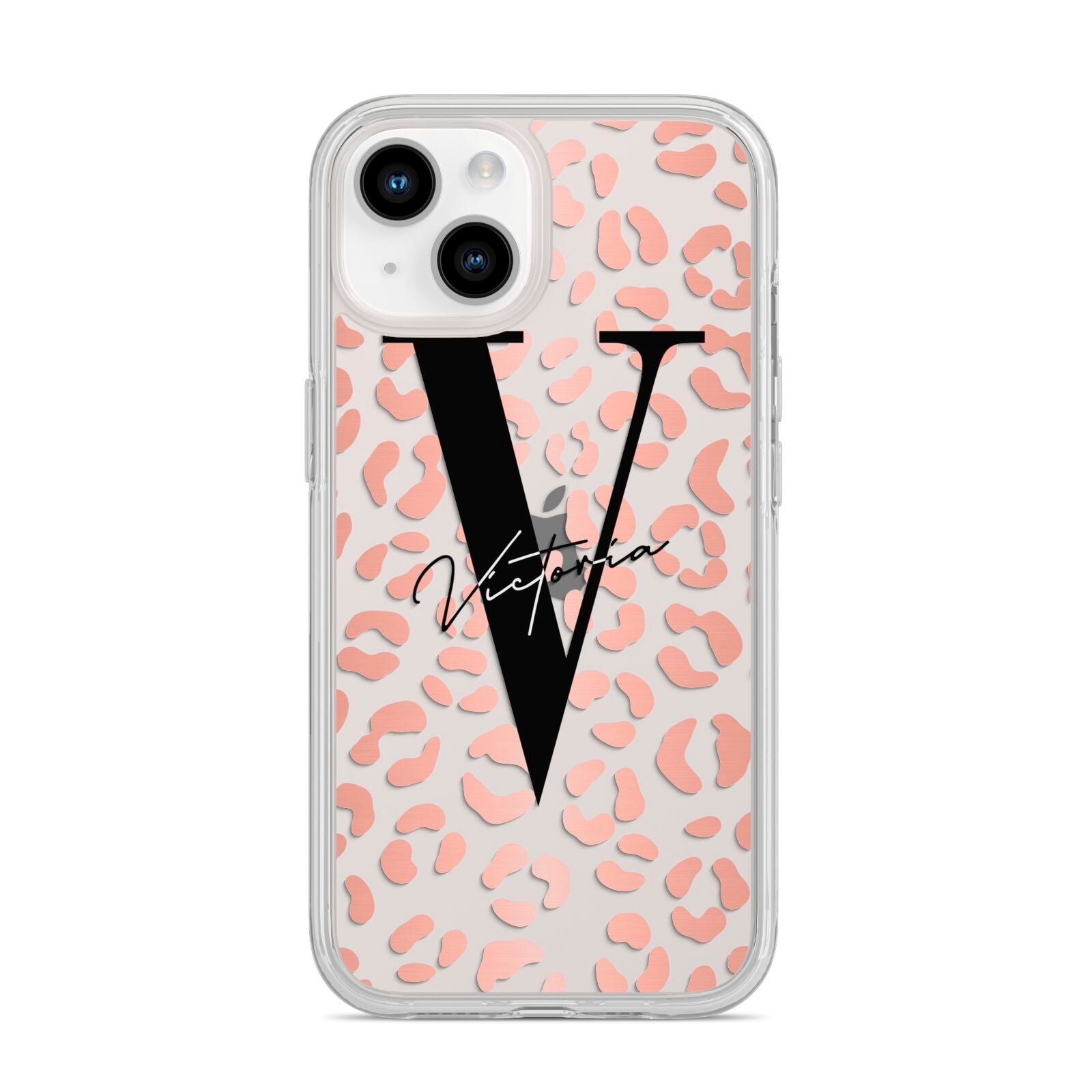 Personalised Leopard Print Clear Copper iPhone 14 Clear Tough Case Starlight