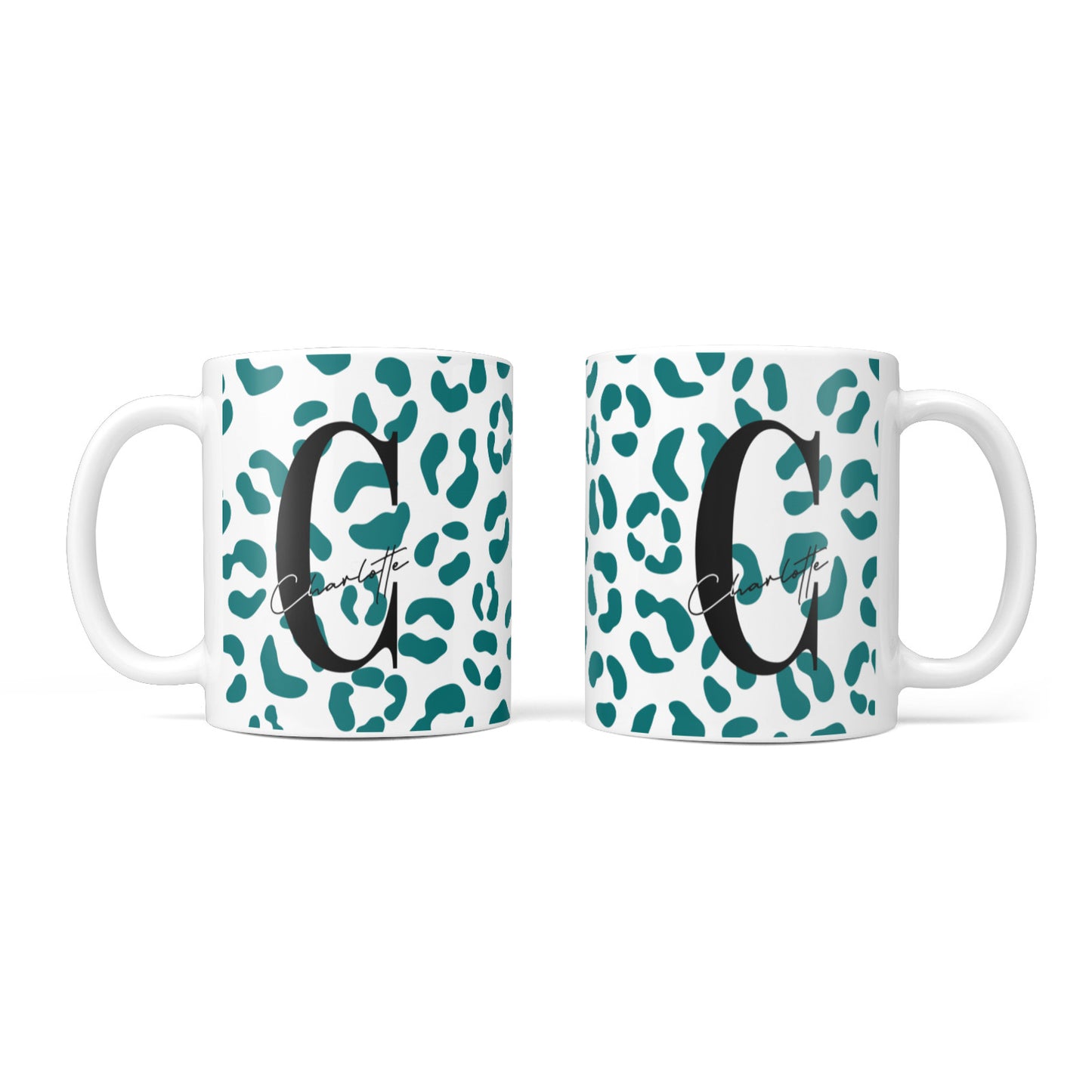Personalised Leopard Print Clear Green 10oz Mug Alternative Image 3