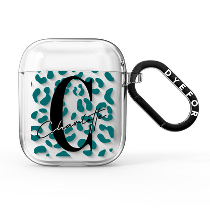 Personalised Leopard Print Clear Green AirPods Clear Case