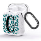 Personalised Leopard Print Clear Green AirPods Glitter Case Side Image