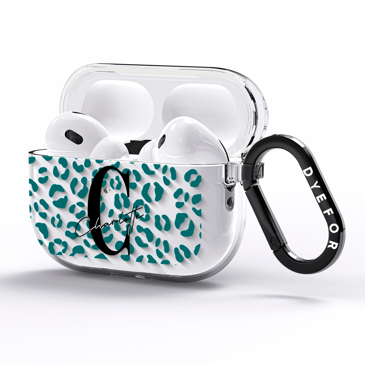 Personalised Leopard Print Clear Green AirPods Pro Clear Case Side Image