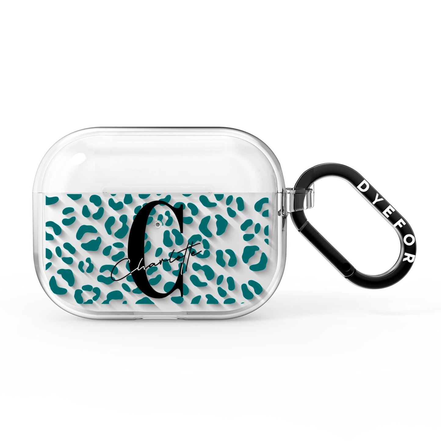 Personalised Leopard Print Clear Green AirPods Pro Clear Case