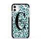 Personalised Leopard Print Clear Green Apple iPhone 11 in White with Black Impact Case