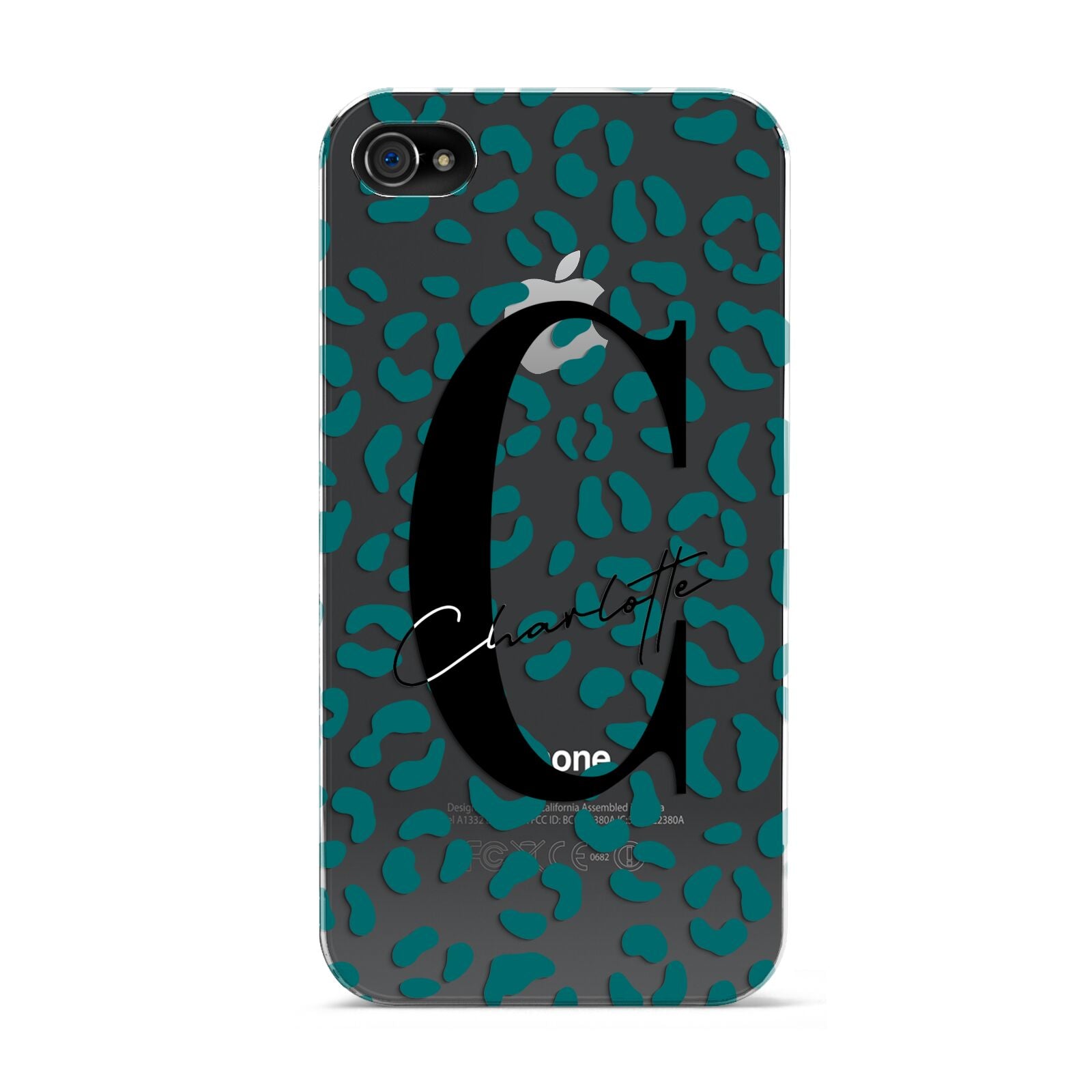 Personalised Leopard Print Clear Green Apple iPhone 4s Case