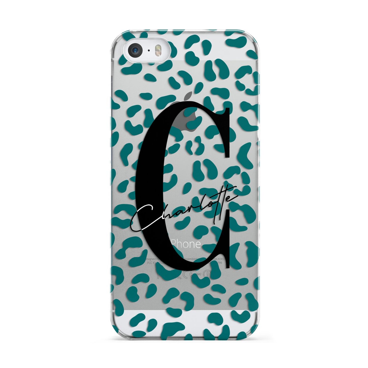 Personalised Leopard Print Clear Green Apple iPhone 5 Case