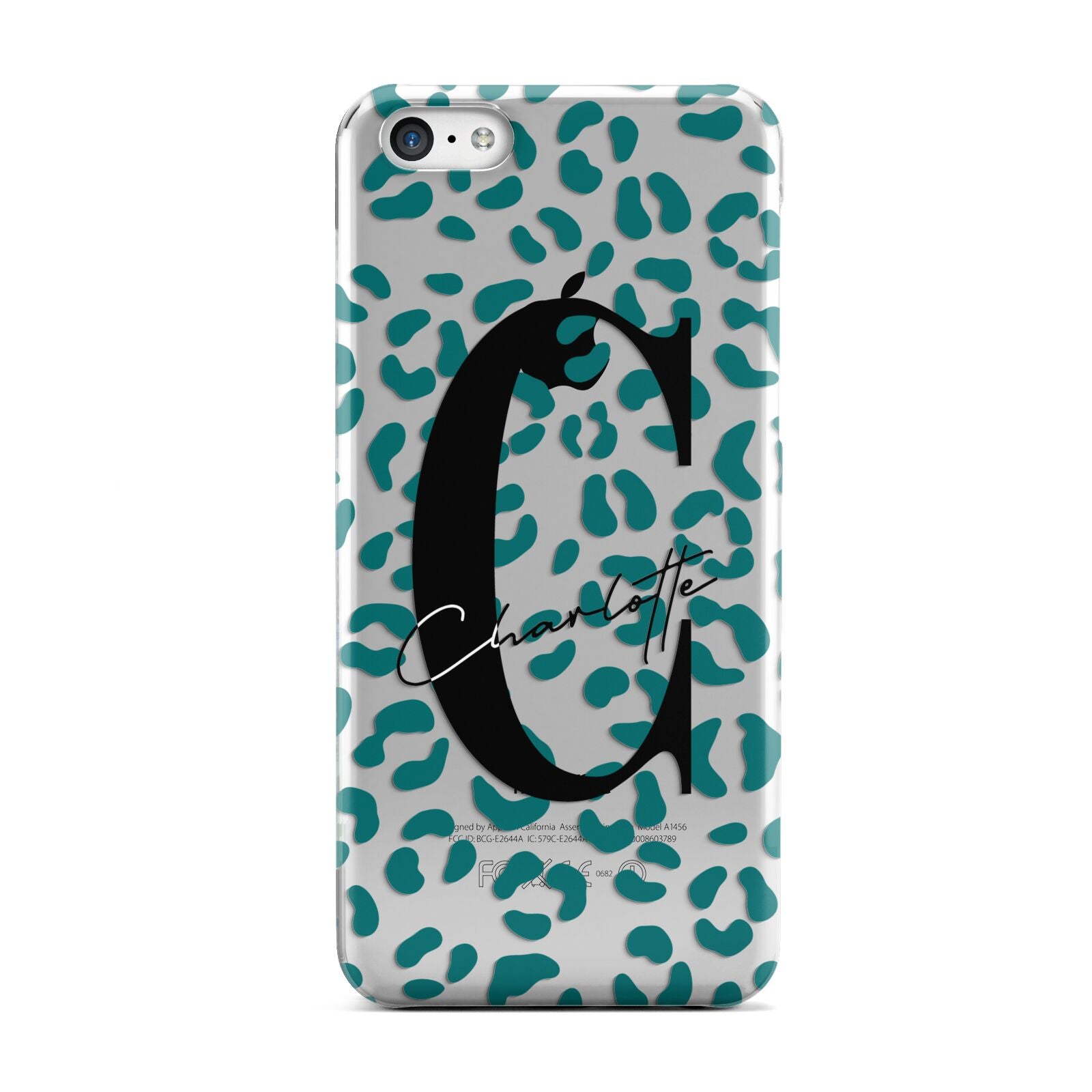 Personalised Leopard Print Clear Green Apple iPhone 5c Case