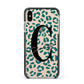 Personalised Leopard Print Clear Green Apple iPhone Xs Max Impact Case Black Edge on Gold Phone