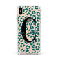 Personalised Leopard Print Clear Green Apple iPhone Xs Max Impact Case White Edge on Gold Phone
