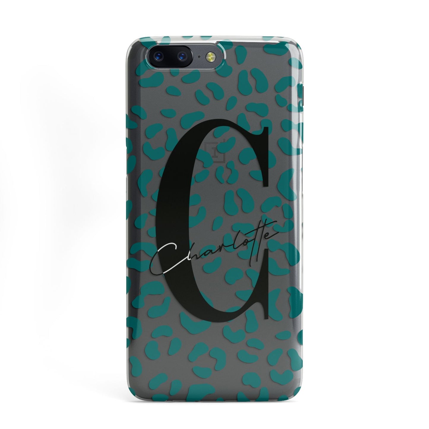 Personalised Leopard Print Clear Green OnePlus Case