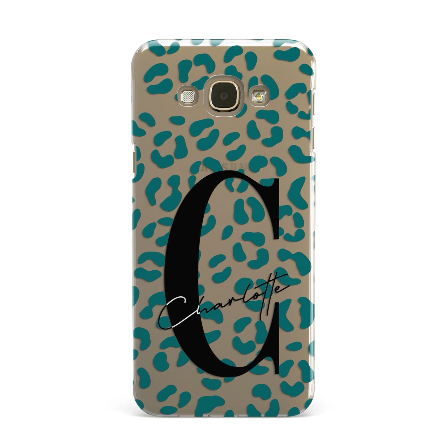 Personalised Leopard Print Clear Green Samsung Galaxy A8 Case