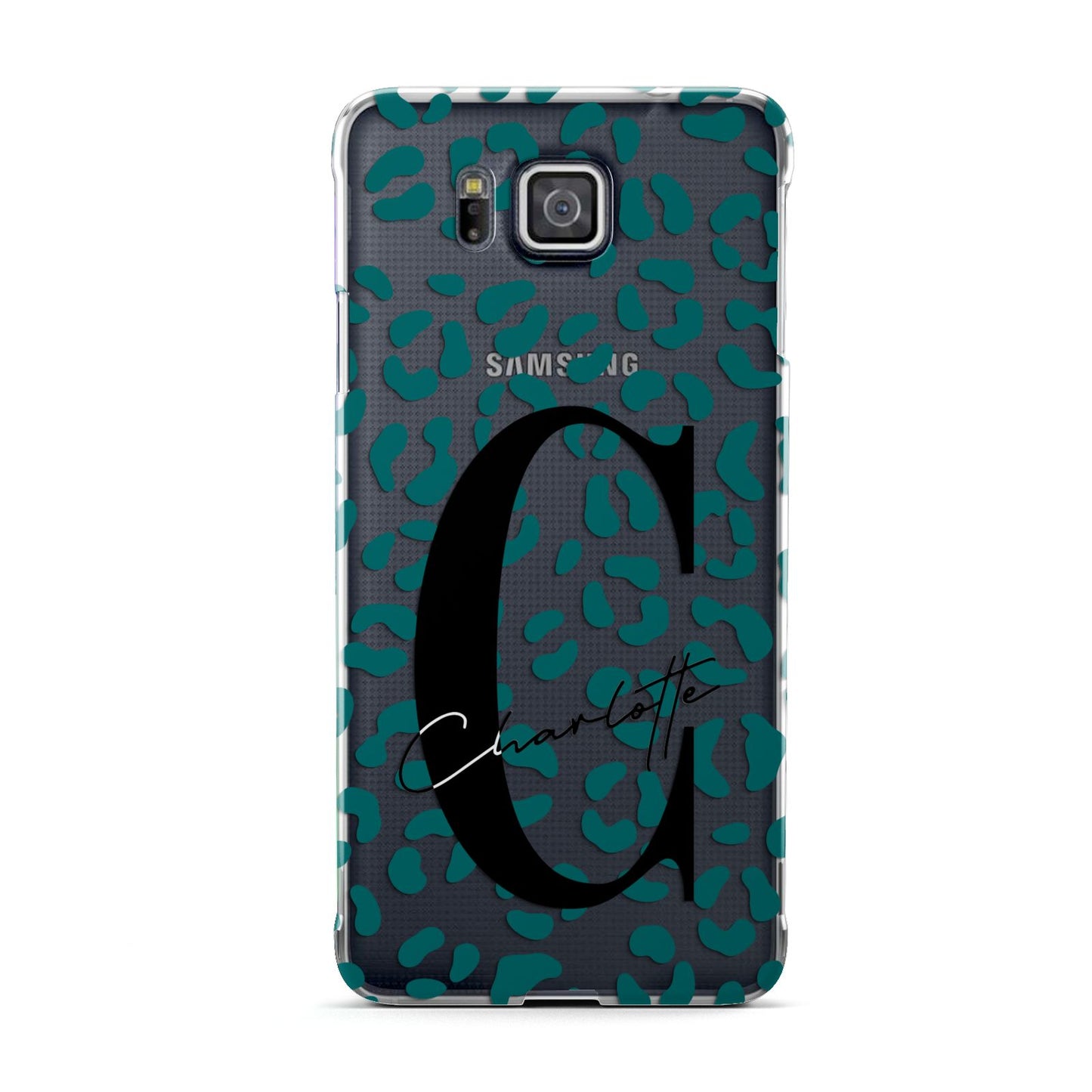 Personalised Leopard Print Clear Green Samsung Galaxy Alpha Case