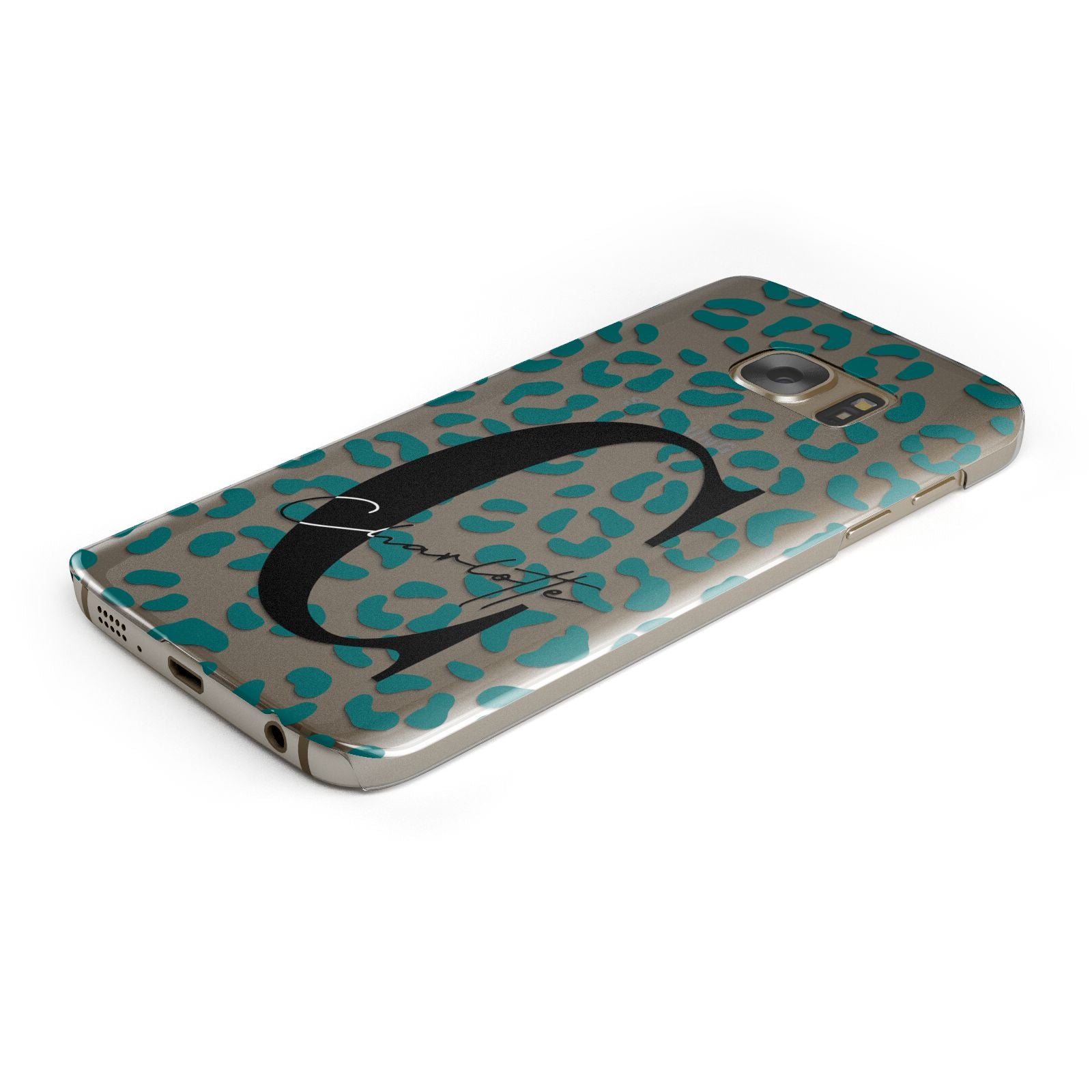 Personalised Leopard Print Clear Green Samsung Galaxy Case Bottom Cutout