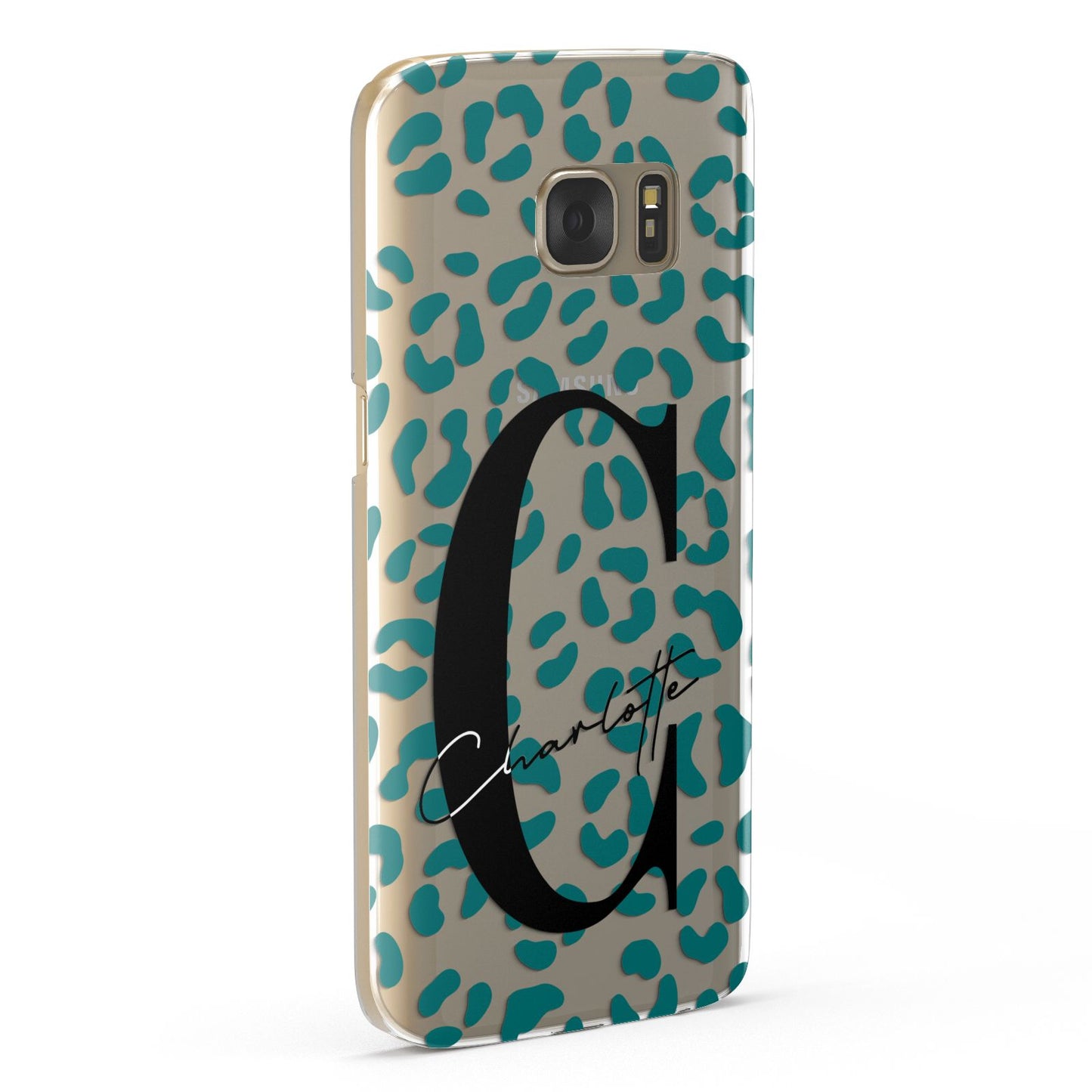 Personalised Leopard Print Clear Green Samsung Galaxy Case Fourty Five Degrees