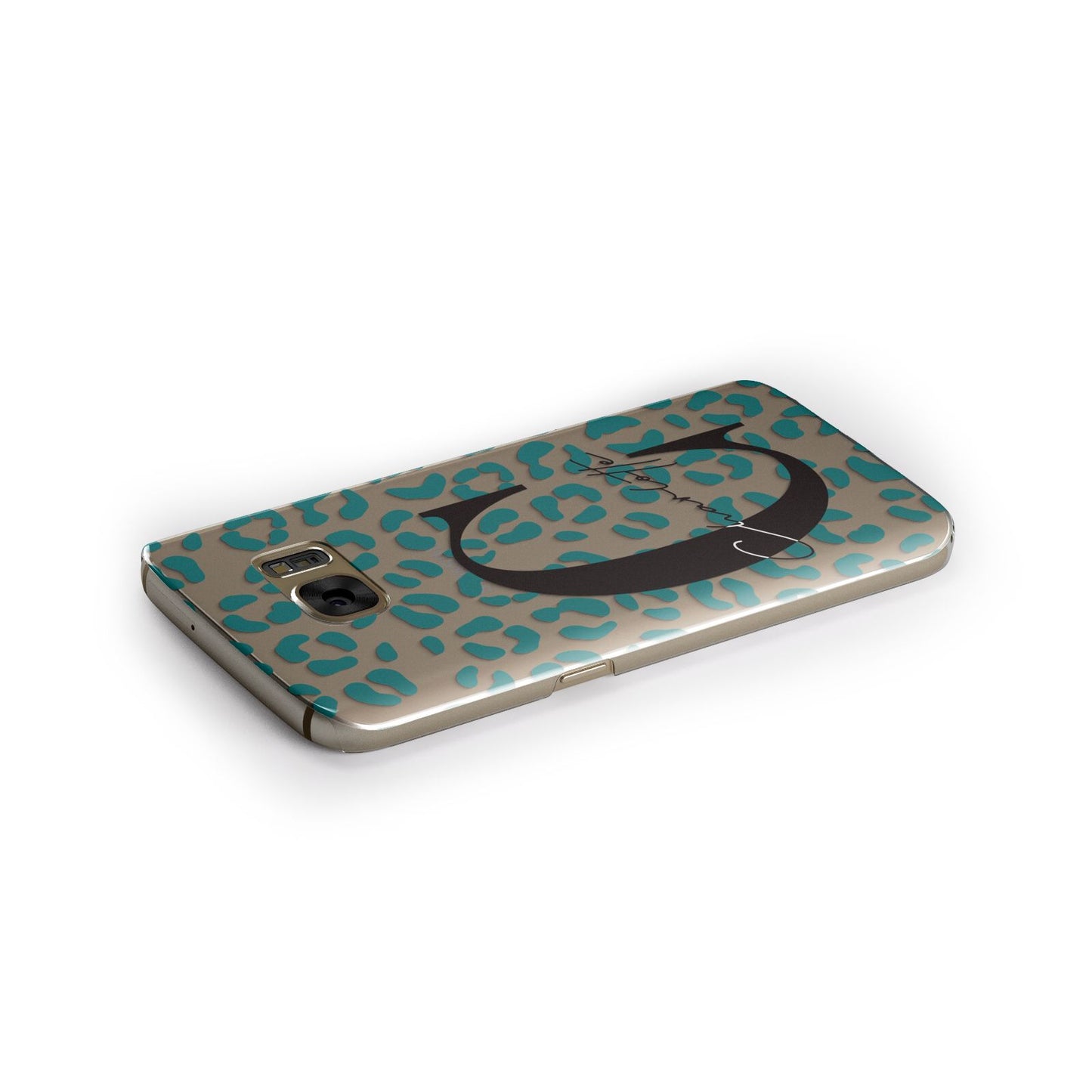 Personalised Leopard Print Clear Green Samsung Galaxy Case Side Close Up