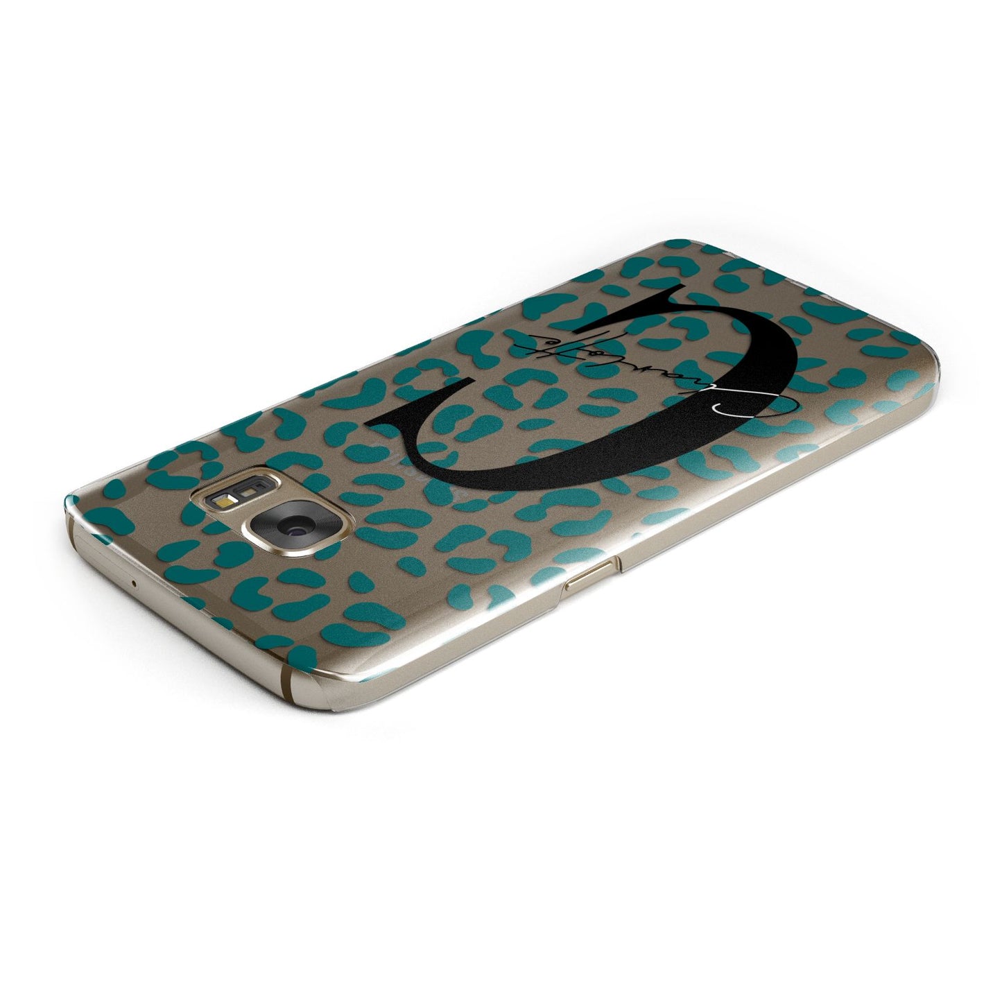Personalised Leopard Print Clear Green Samsung Galaxy Case Top Cutout