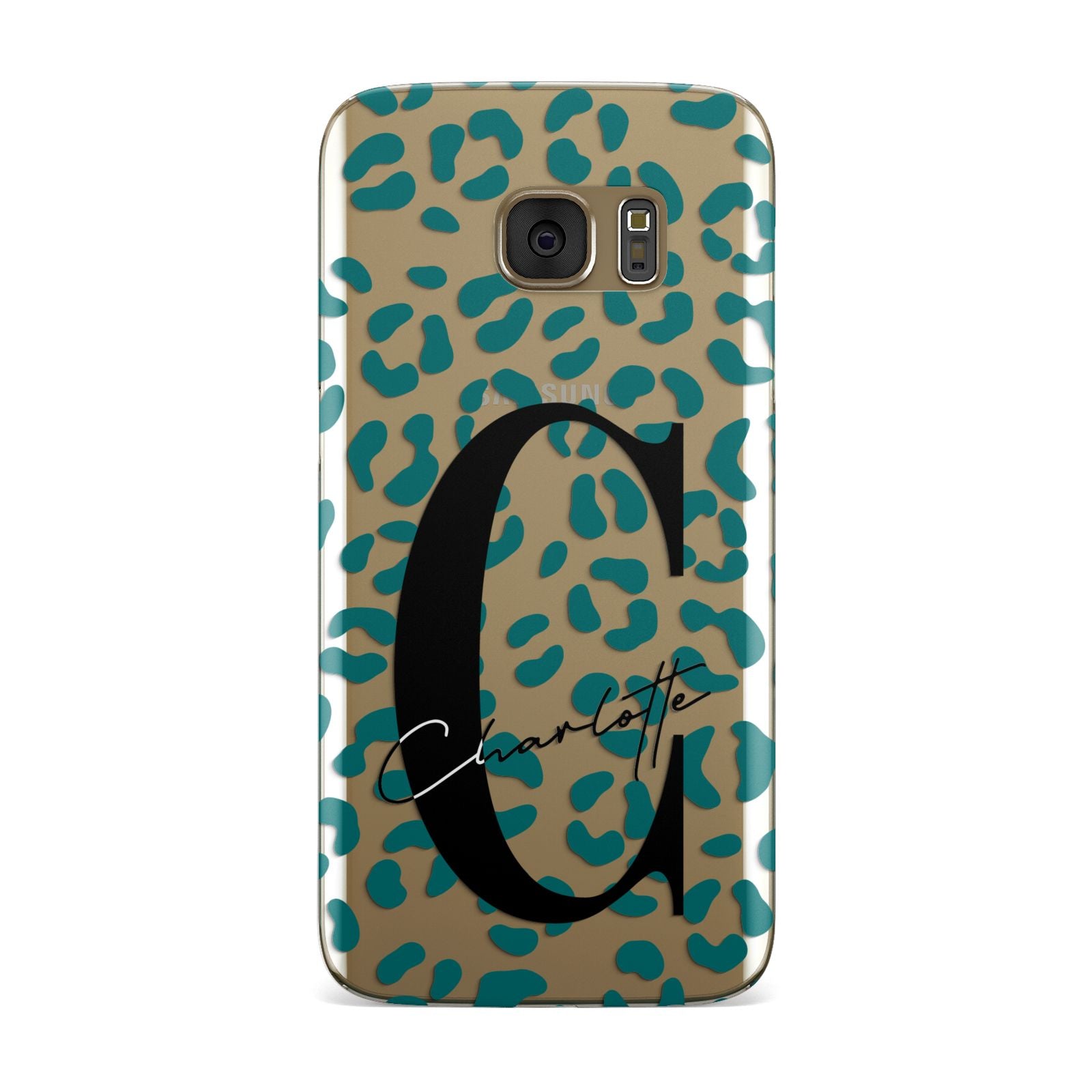 Personalised Leopard Print Clear Green Samsung Galaxy Case