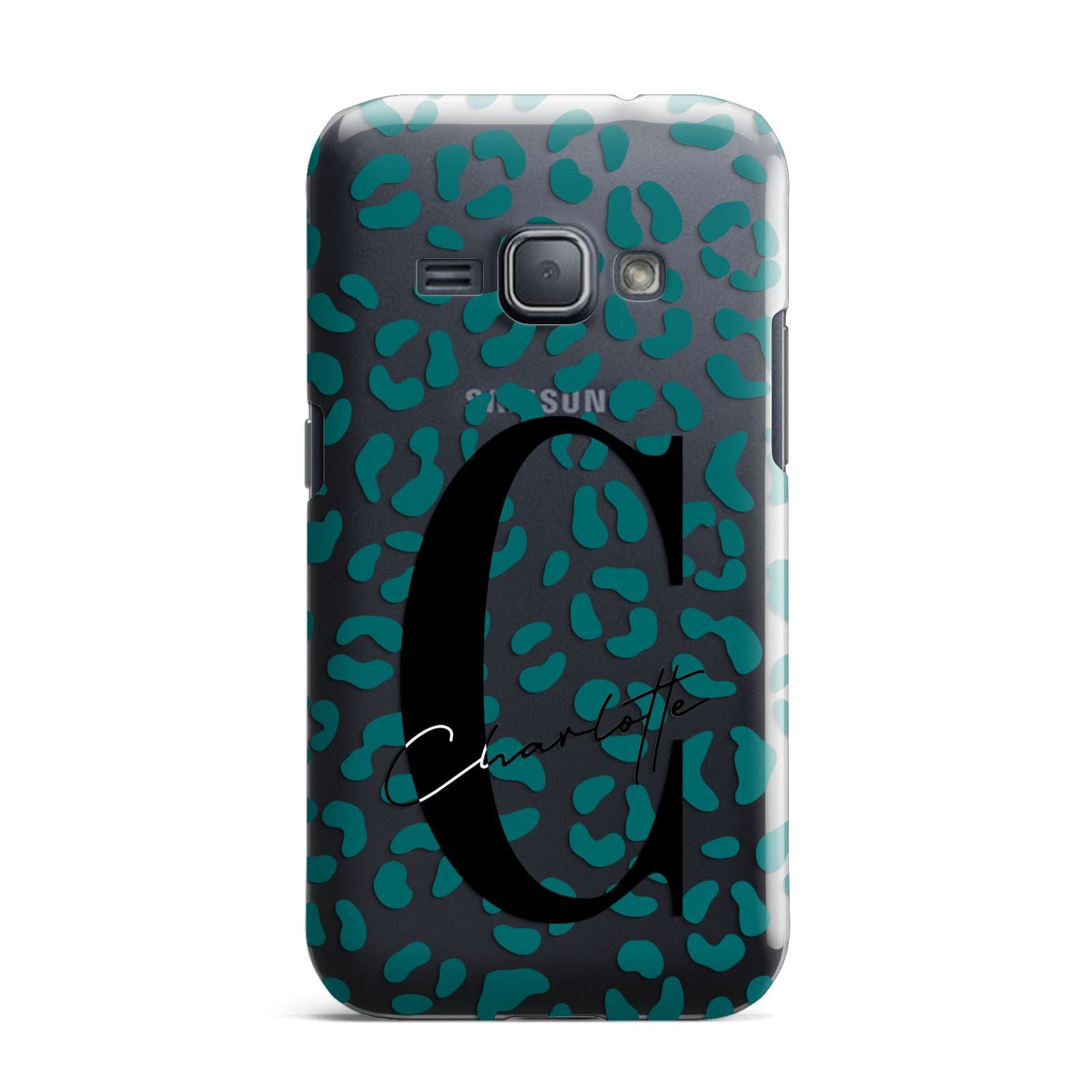 Personalised Leopard Print Clear Green Samsung Galaxy J1 2016 Case