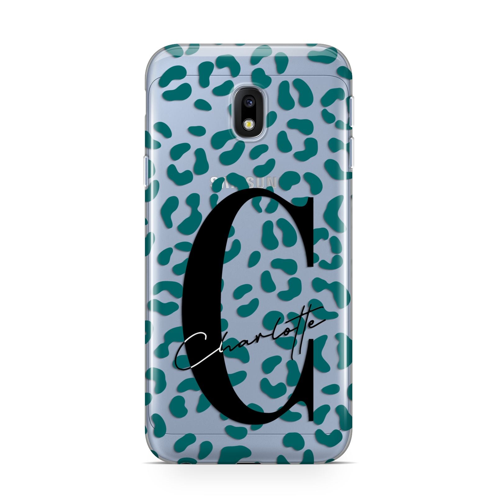 Personalised Leopard Print Clear Green Samsung Galaxy J3 2017 Case