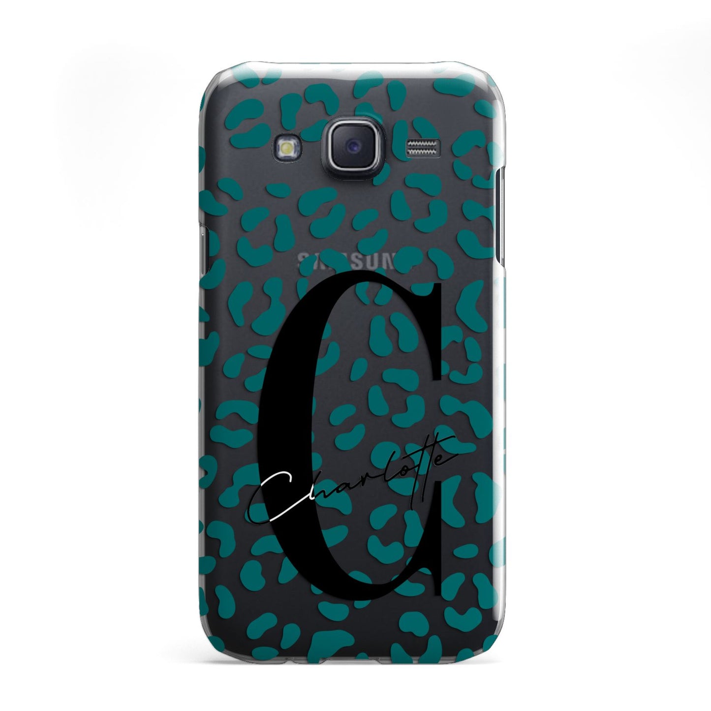 Personalised Leopard Print Clear Green Samsung Galaxy J5 Case