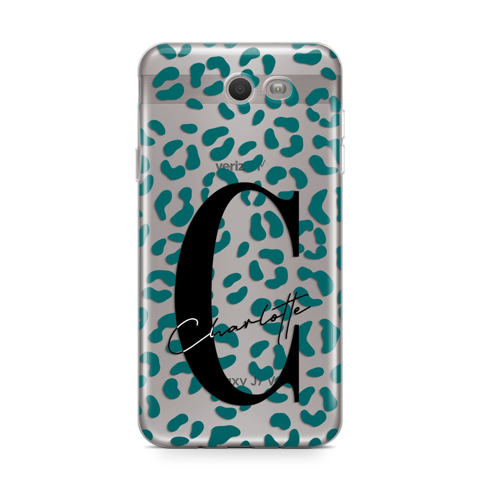 Personalised Leopard Print Clear Green Samsung Galaxy J7 2017 Case