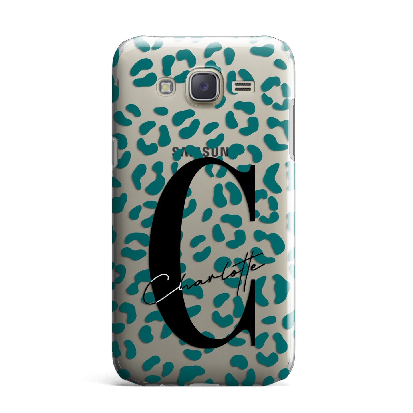 Personalised Leopard Print Clear Green Samsung Galaxy J7 Case