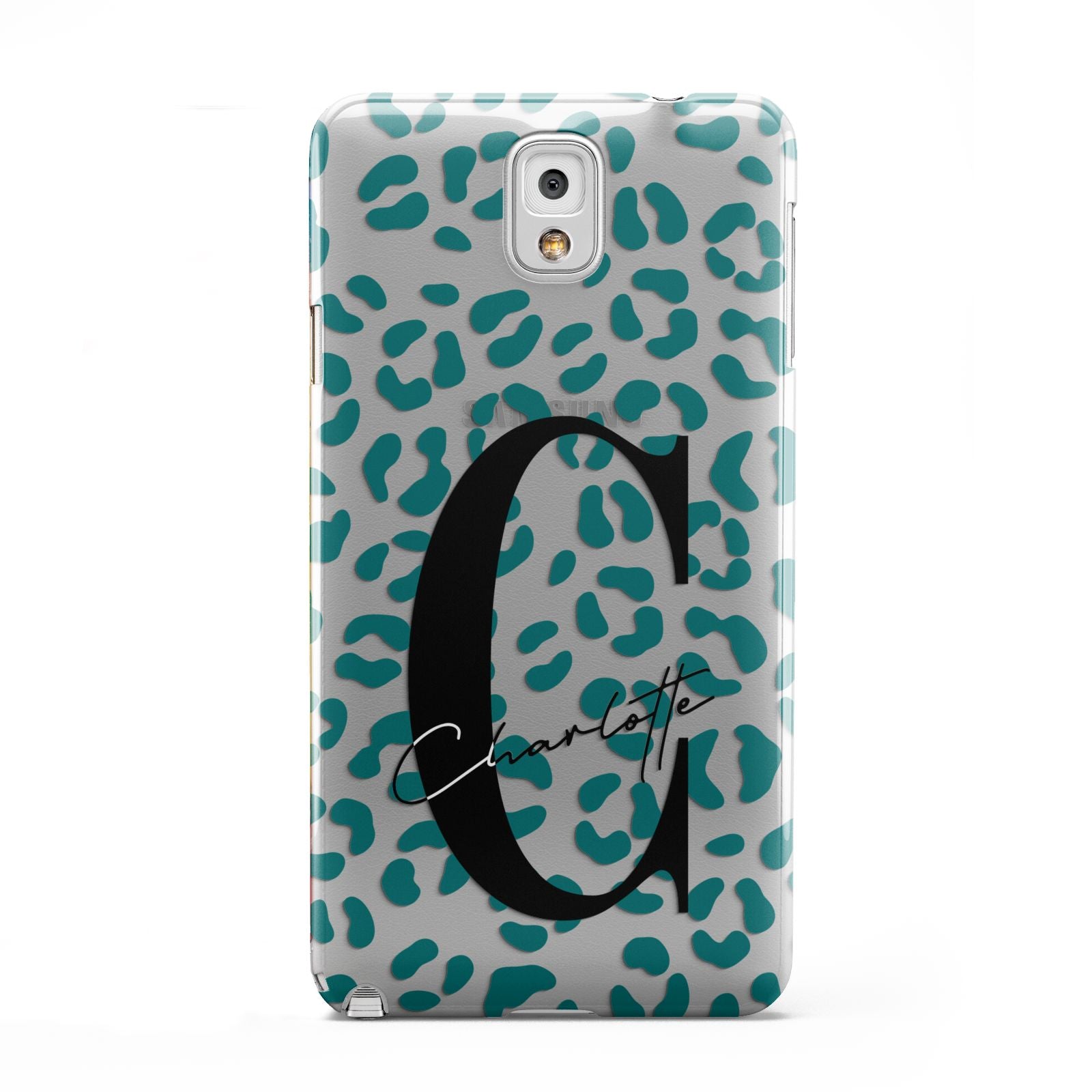 Personalised Leopard Print Clear Green Samsung Galaxy Note 3 Case