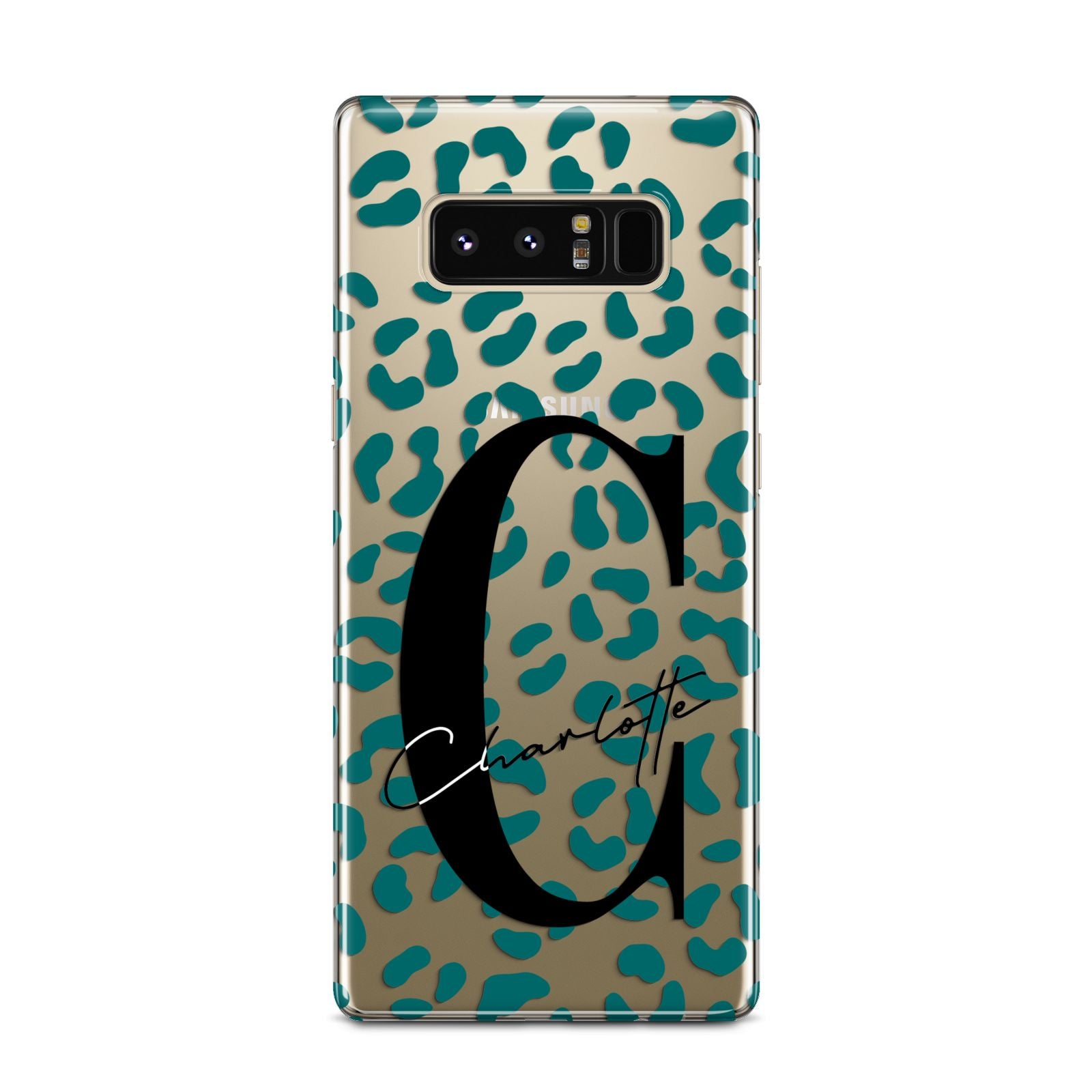 Personalised Leopard Print Clear Green Samsung Galaxy Note 8 Case