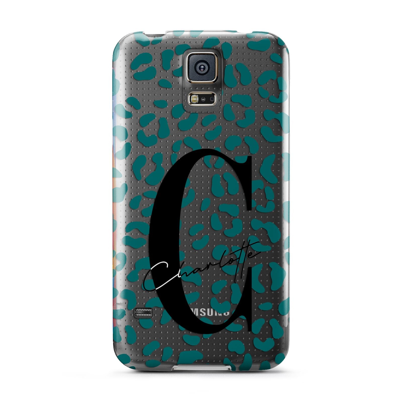 Personalised Leopard Print Clear Green Samsung Galaxy S5 Case