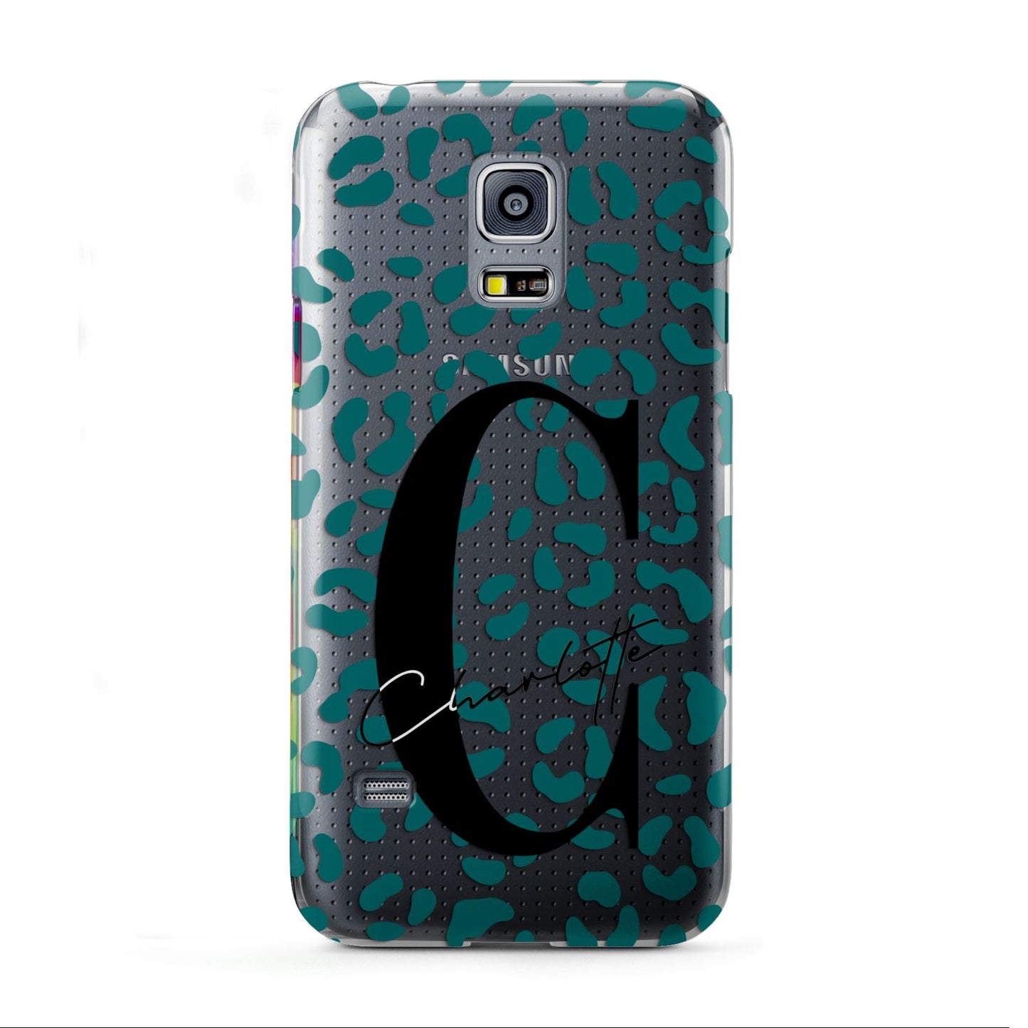 Personalised Leopard Print Clear Green Samsung Galaxy S5 Mini Case