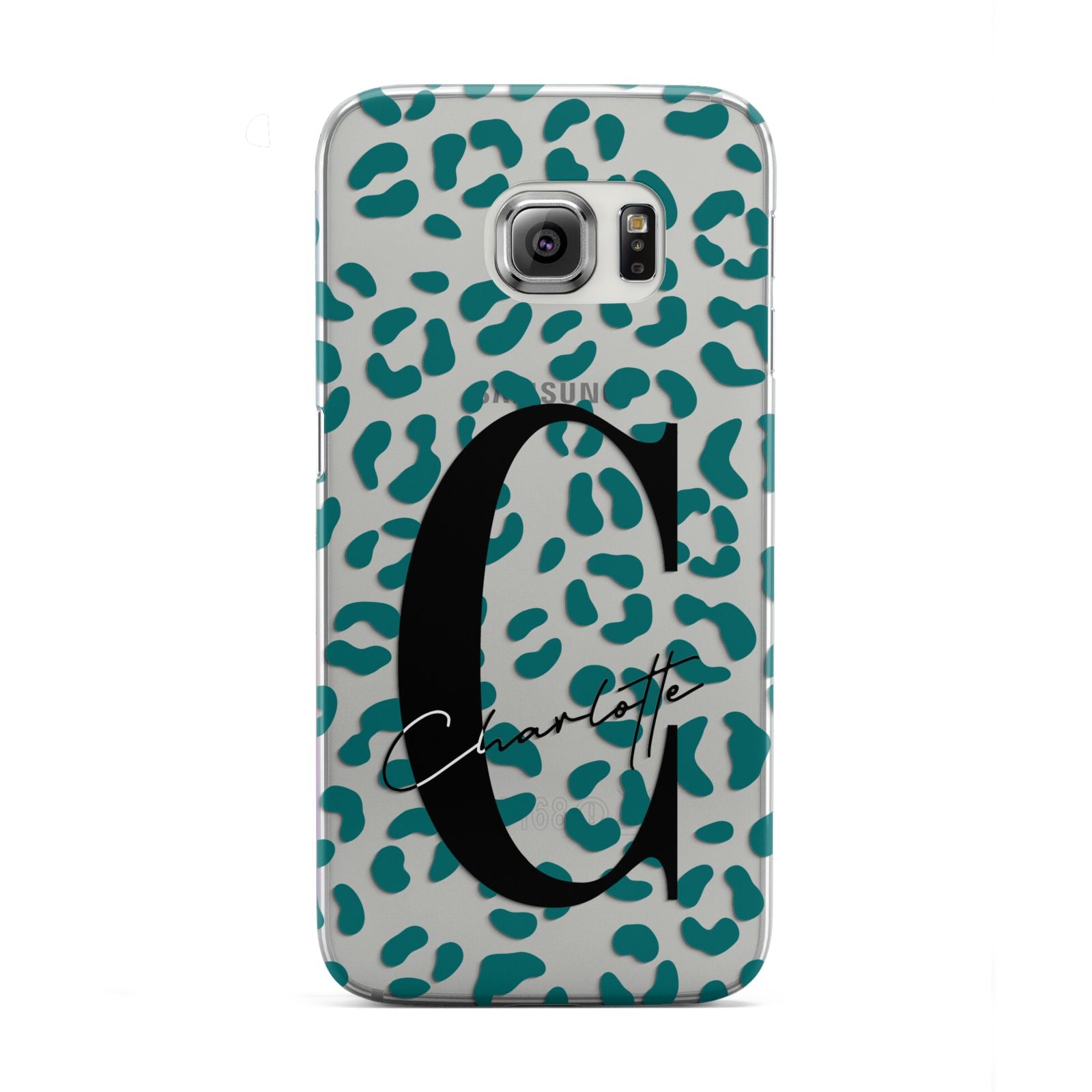 Personalised Leopard Print Clear Green Samsung Galaxy S6 Edge Case