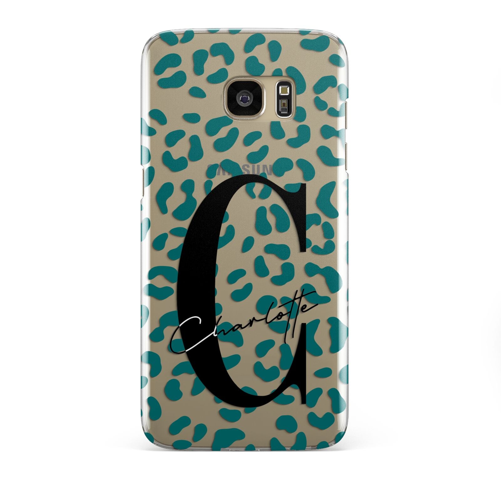 Personalised Leopard Print Clear Green Samsung Galaxy S7 Edge Case
