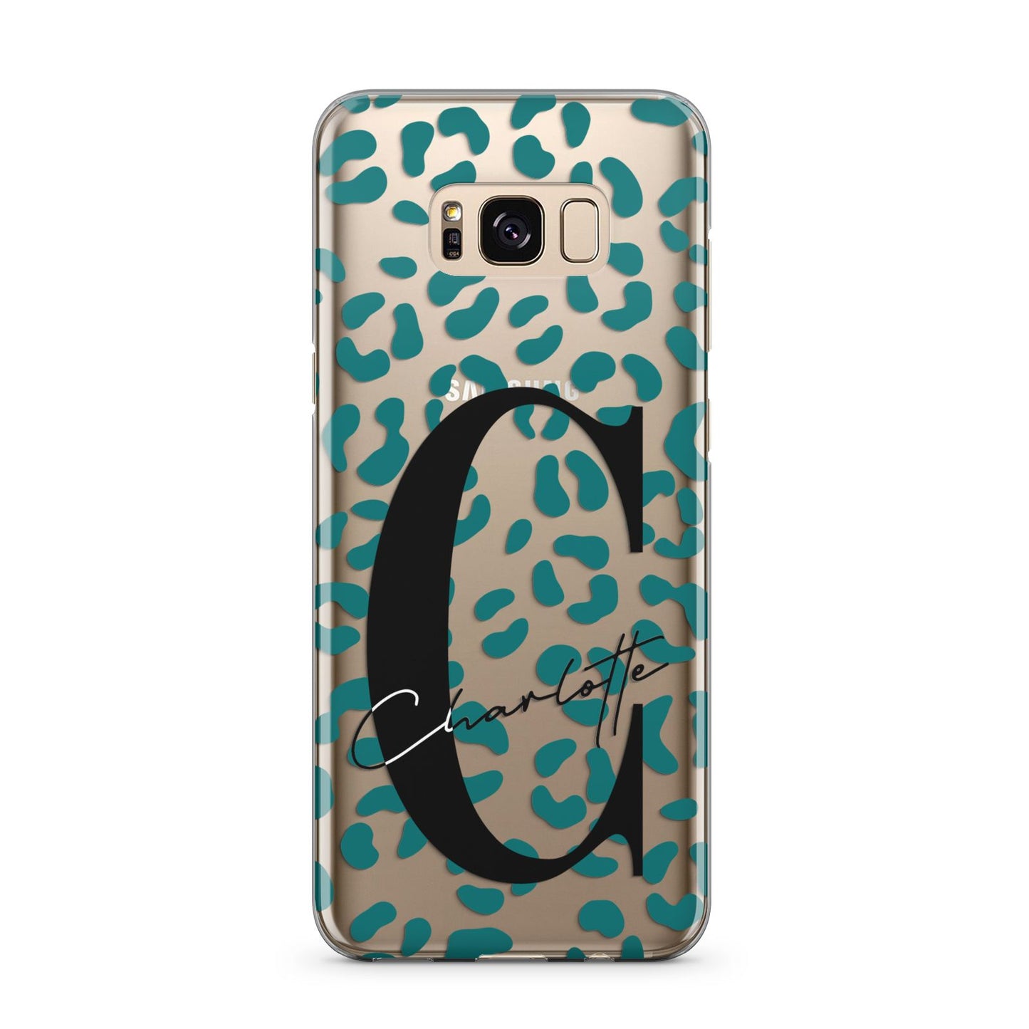 Personalised Leopard Print Clear Green Samsung Galaxy S8 Plus Case