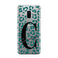 Personalised Leopard Print Clear Green Samsung Galaxy S9 Plus Case on Silver phone
