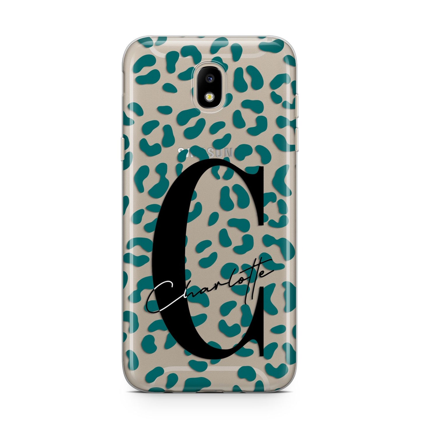 Personalised Leopard Print Clear Green Samsung J5 2017 Case
