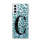 Personalised Leopard Print Clear Green Samsung S21 Plus Case